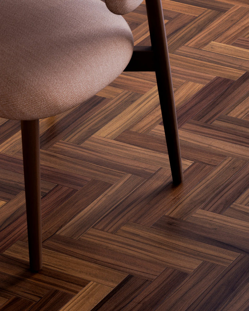 Brazilian Teak Herringbone Parquet Wood Floor PBR Texture - Example Scene Visualization | Superellipse