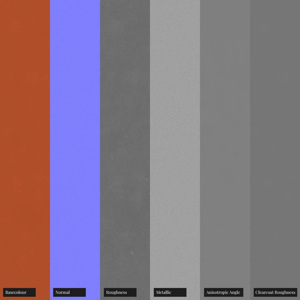 Orange Metallic Satin Paint PBR Texture - Example Scene Visualization | Superellipse