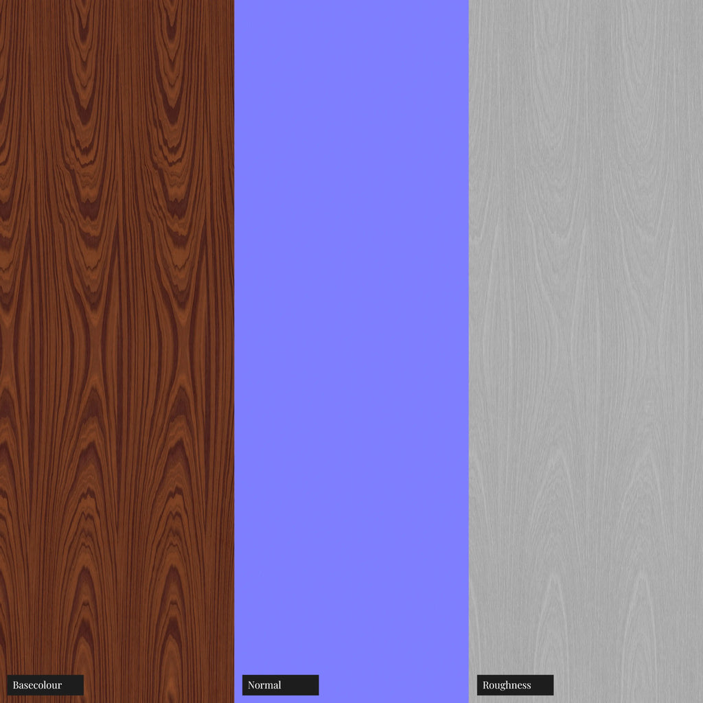 Rosewood Slip Matched Oiled Veneer Wood 02 PBR Texture - Example Scene Visualization | Superellipse
