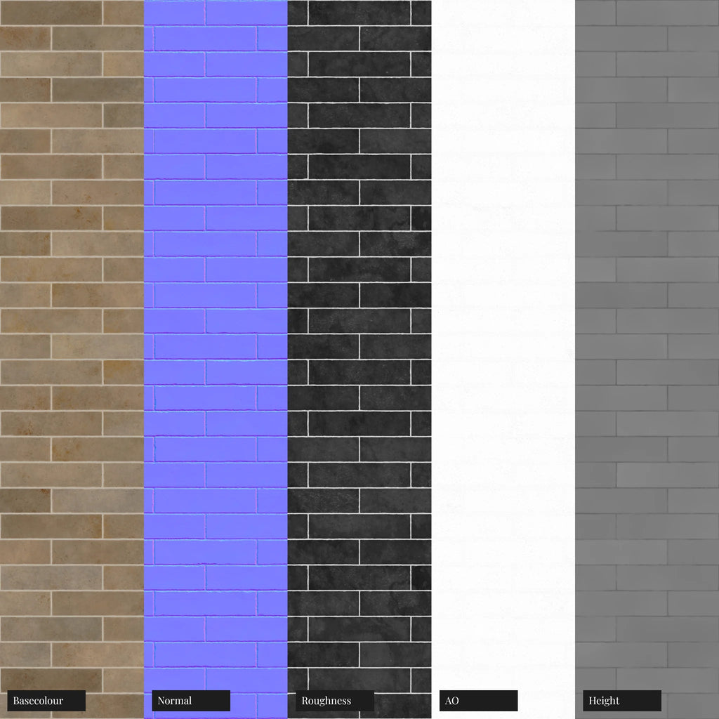 Zellige Sandstone Brickbond Tile PBR Texture - Example Scene Visualization | Superellipse