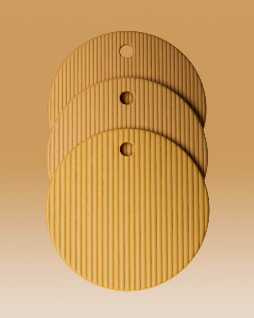 3D Printed Yellow Plastic Linear Grooves PBR Texture - Example Scene Visualization | Superellipse