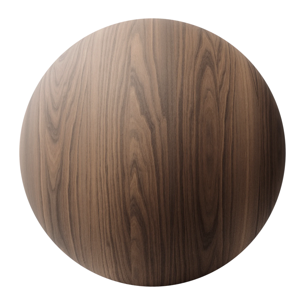 Walnut Cathedral Grain Wood Veneer PBR Texture - Sphere Swatch Preview | Superellipse