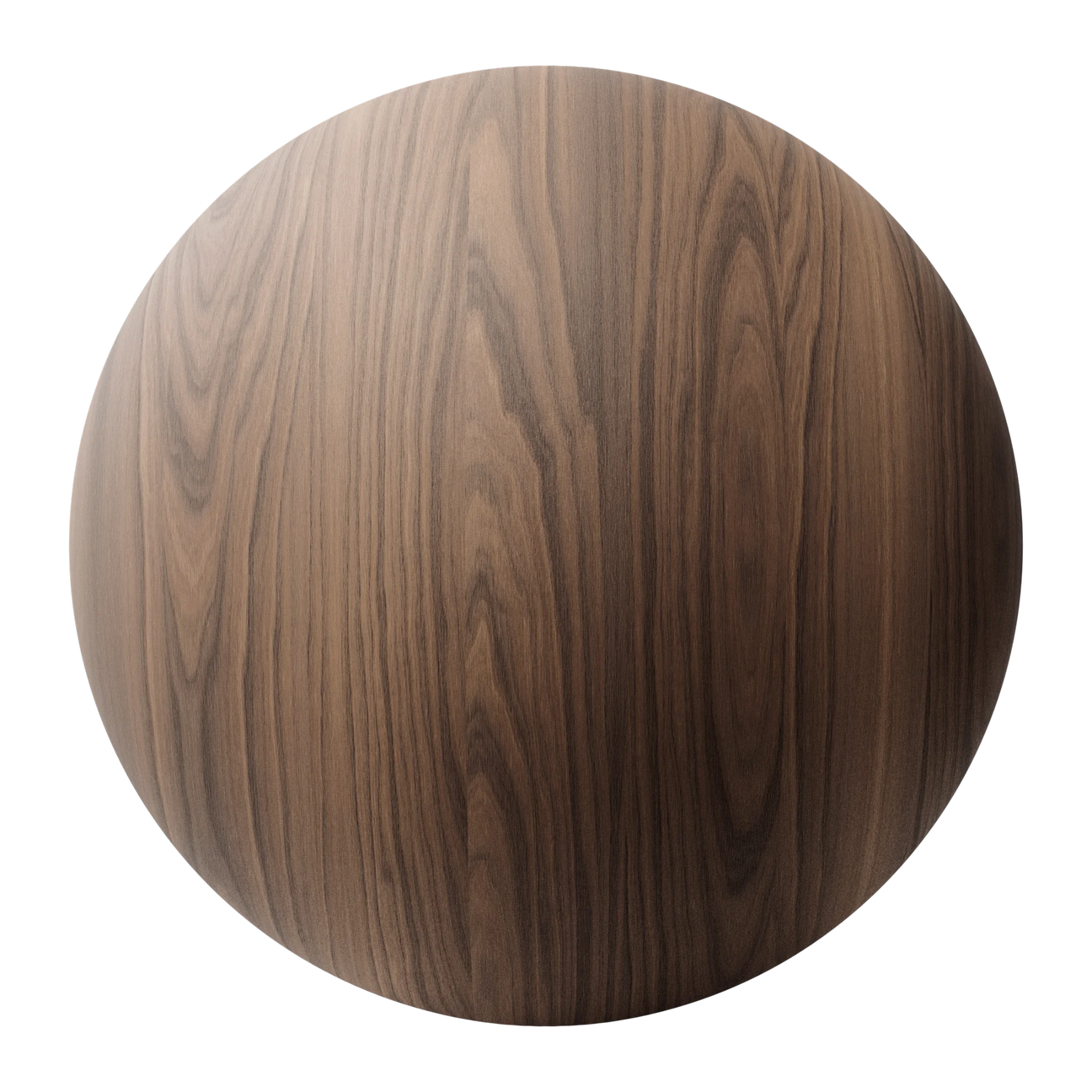 Walnut Cathedral Grain Wood Veneer PBR Texture - Sphere Swatch Preview | Superellipse