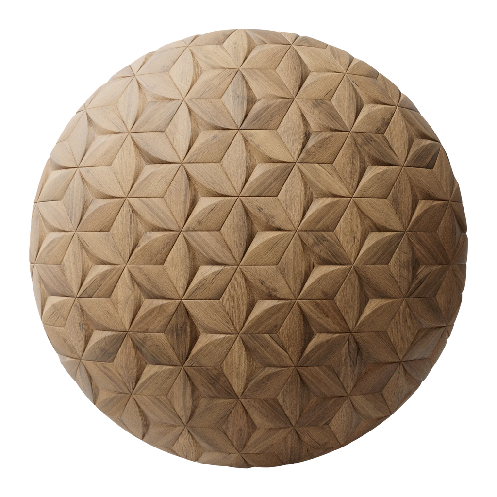 Arched Rhombus Oak Wood Panel PBR Texture - Sphere Swatch Preview | Superellipse