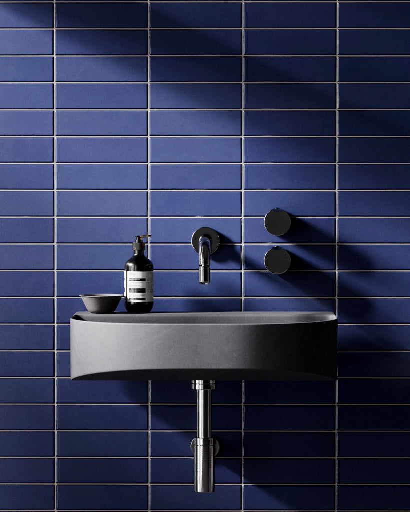 Stacked Matte Royal Blue Tile PBR Texture - Example Scene Visualization | Superellipse