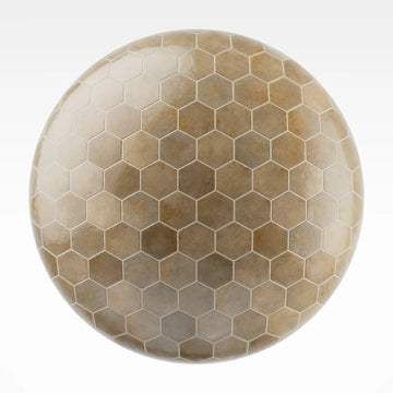 Zellige Sandstone Hexagon Tile PBR Texture - Sphere Swatch Preview | Superellipse