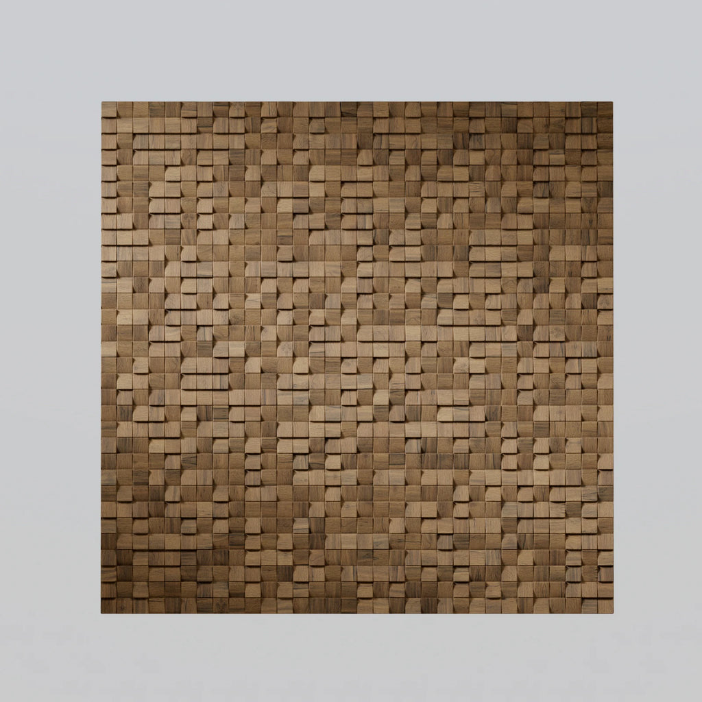 Bevelled Mosaic Oak Wood Panel PBR Texture - Example Scene Visualization | Superellipse