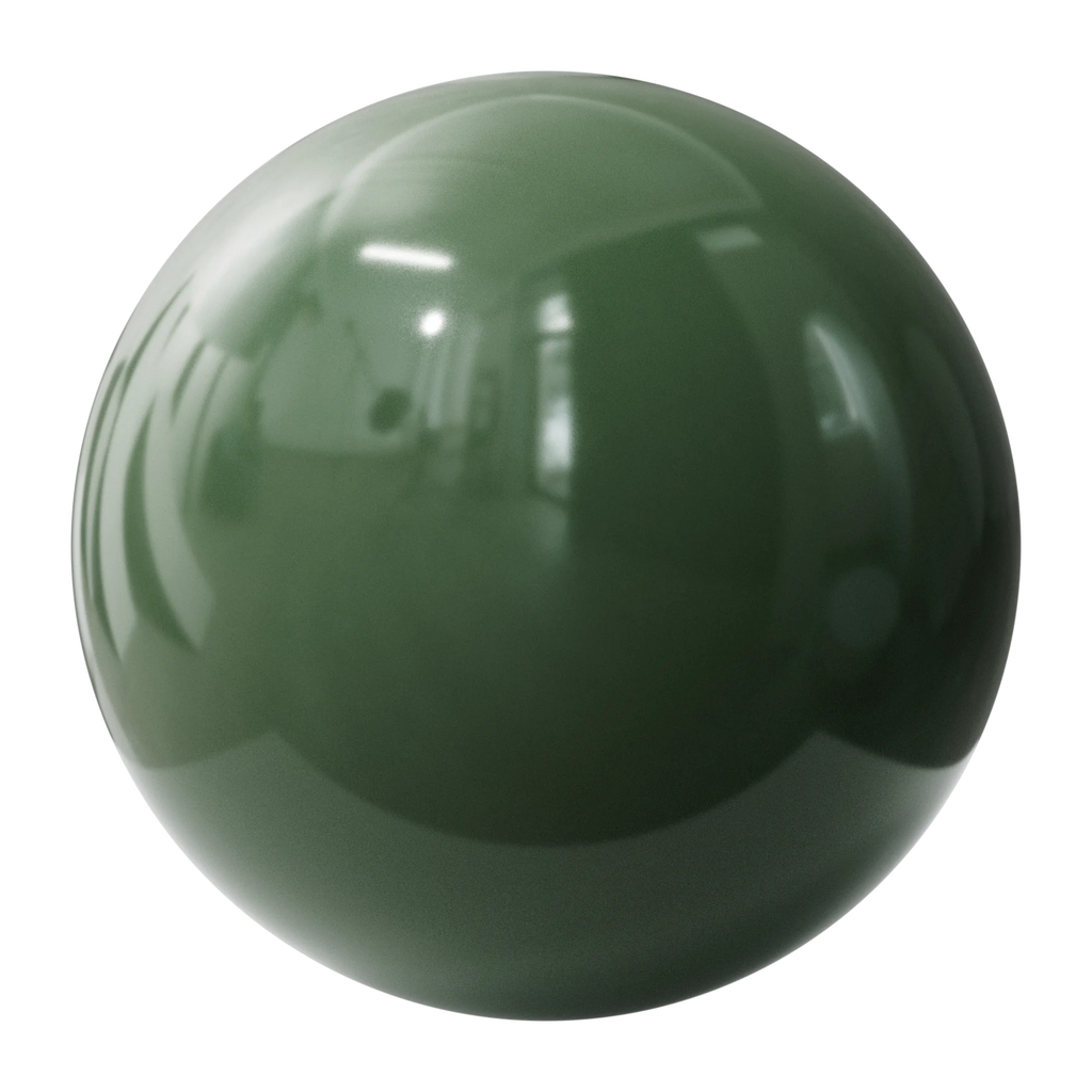 Beverly Green High Gloss Finish Plastic PBR Texture - Sphere Swatch Preview | Superellipse