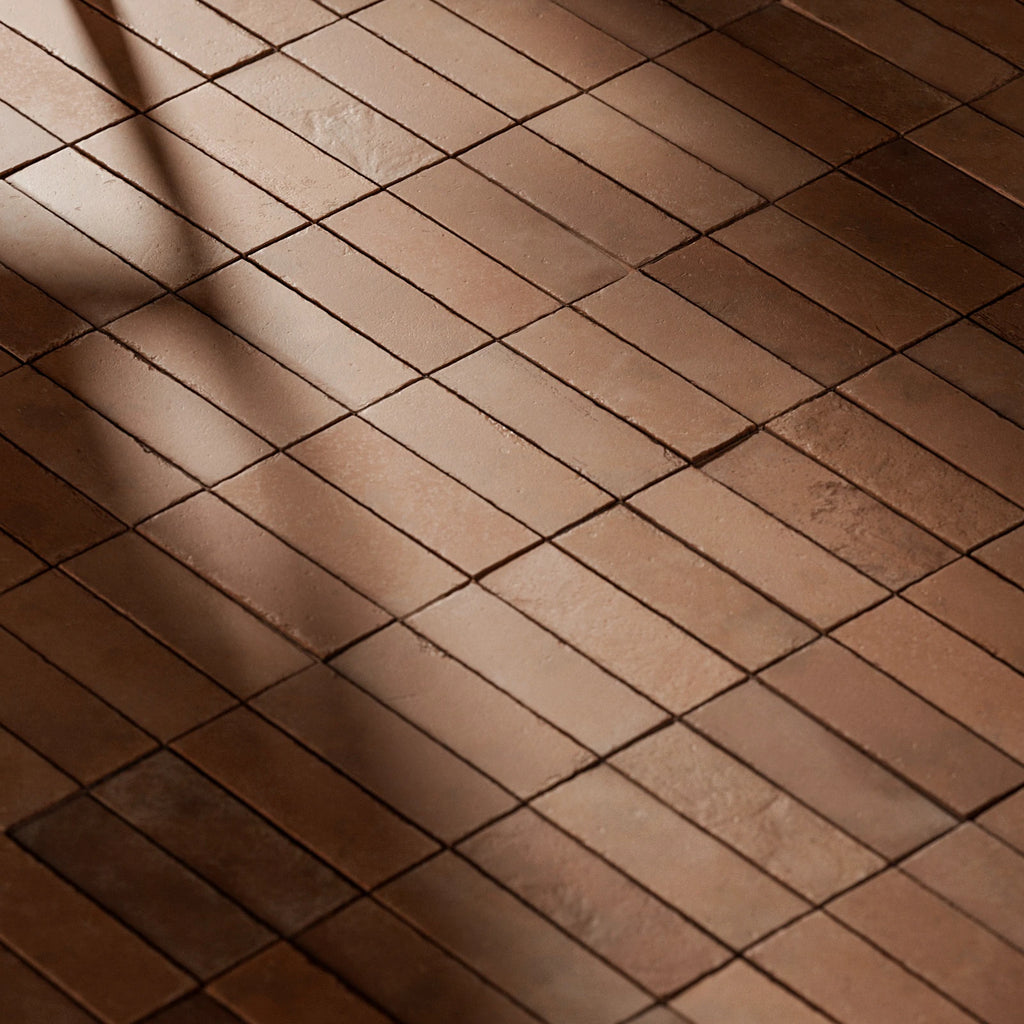 Terracotta Soft Red Clay Dusted Brick Tiles PBR Texture - Example Scene Visualization | Superellipse