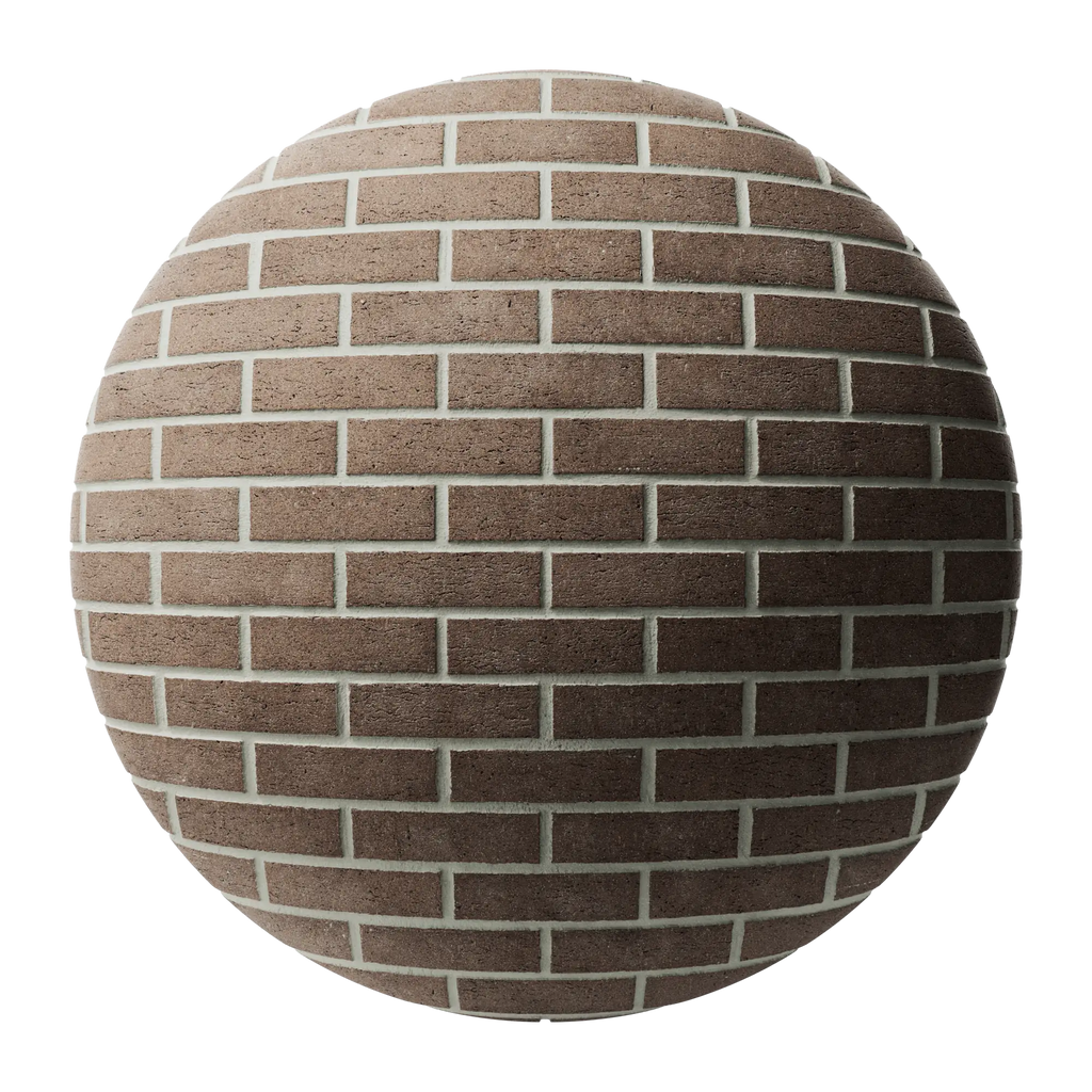 Burnt Hazel Dragfaced Running Bond Brick PBR Texture - Sphere Swatch Preview | Superellipse