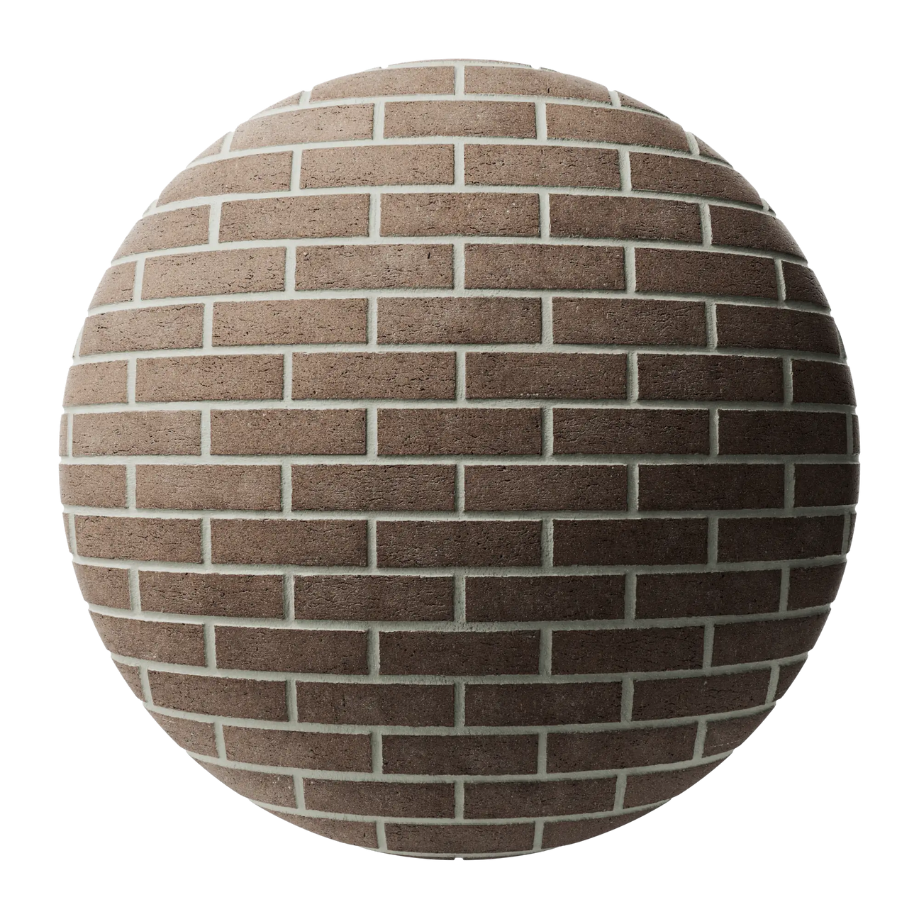 Burnt Hazel Dragfaced Running Bond Brick PBR Texture - Sphere Swatch Preview | Superellipse