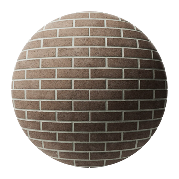 Burnt Hazel Dragfaced Running Bond Brick PBR Texture - Sphere Swatch Preview | Superellipse