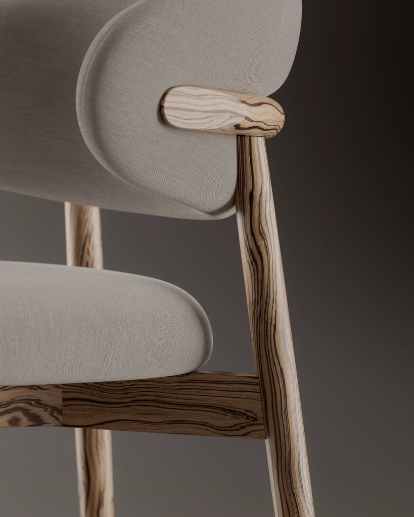 Zebrano Slip Matched Natural Finish Veneer Wood PBR Texture - Example Scene Visualization | Superellipse