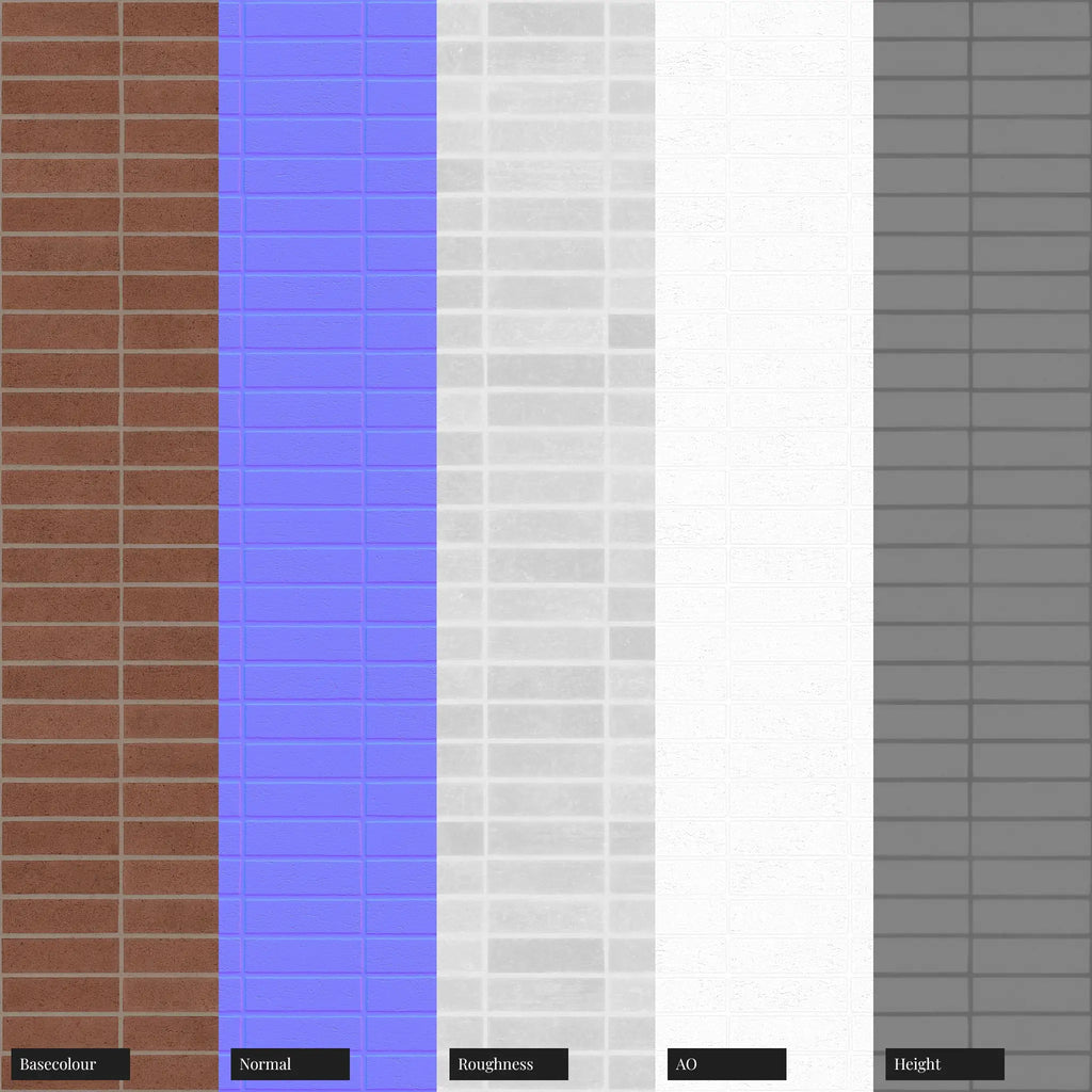Red Clay Dragfaced Stack Bond Brick PBR Texture - Example Scene Visualization | Superellipse