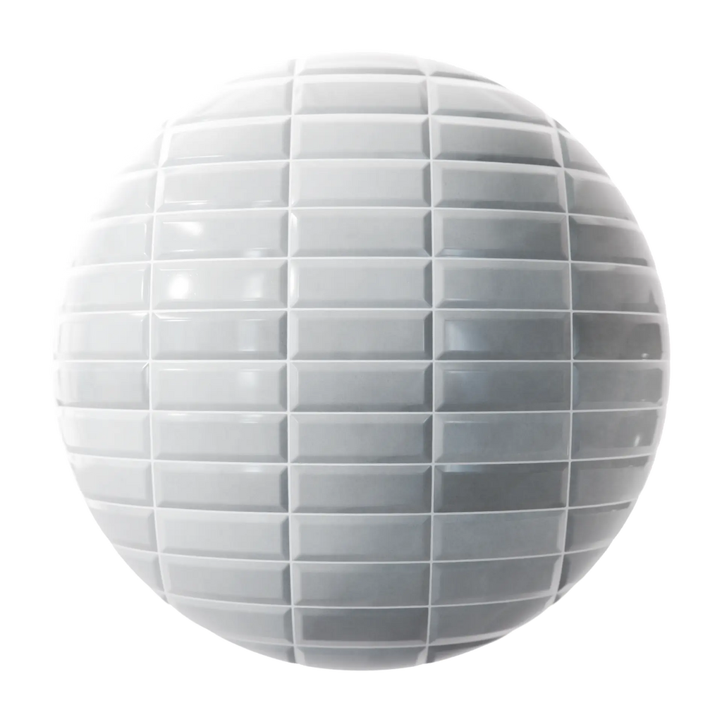 Bevelled Mixed Grey Stacked Tile PBR Texture - Sphere Swatch Preview | Superellipse