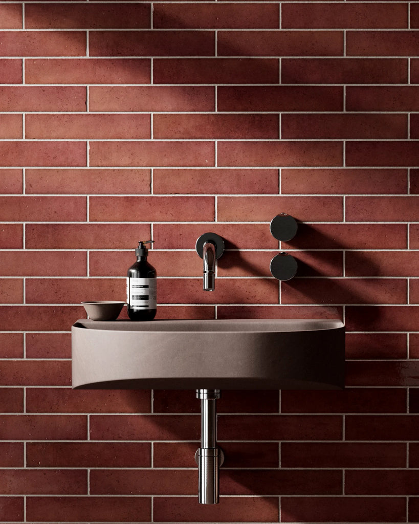 Hoxton Fire Red Brickbond Tile PBR Texture - Example Scene Visualization | Superellipse