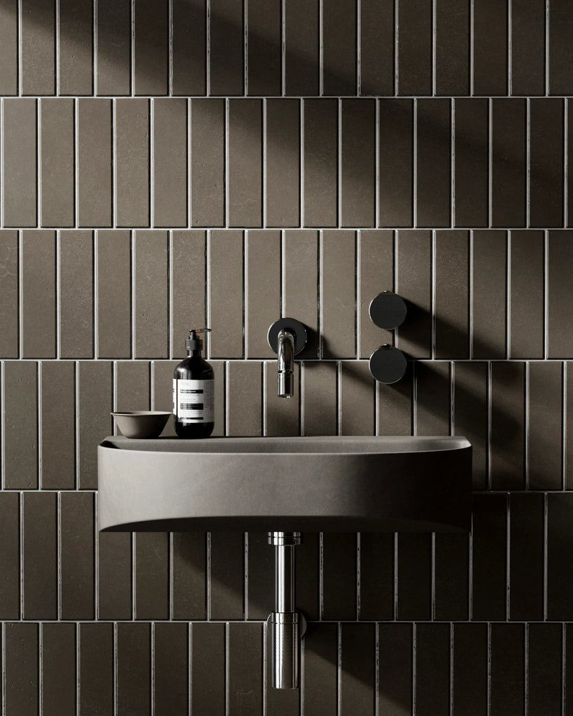 Offset Matte Martini Olive Tile PBR Texture - Example Scene Visualization | Superellipse