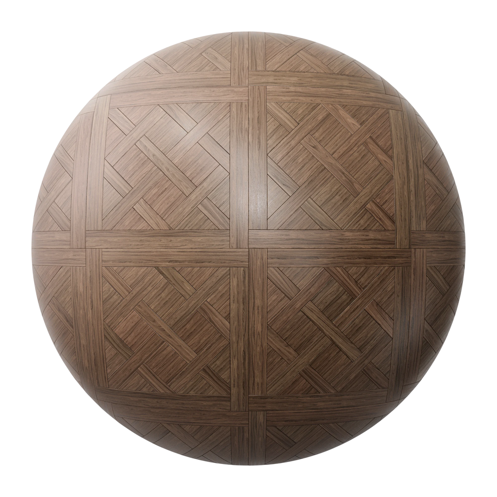 Natural Walnut Versailles Parquet Wood Floor PBR Texture - Sphere Swatch Preview | Superellipse