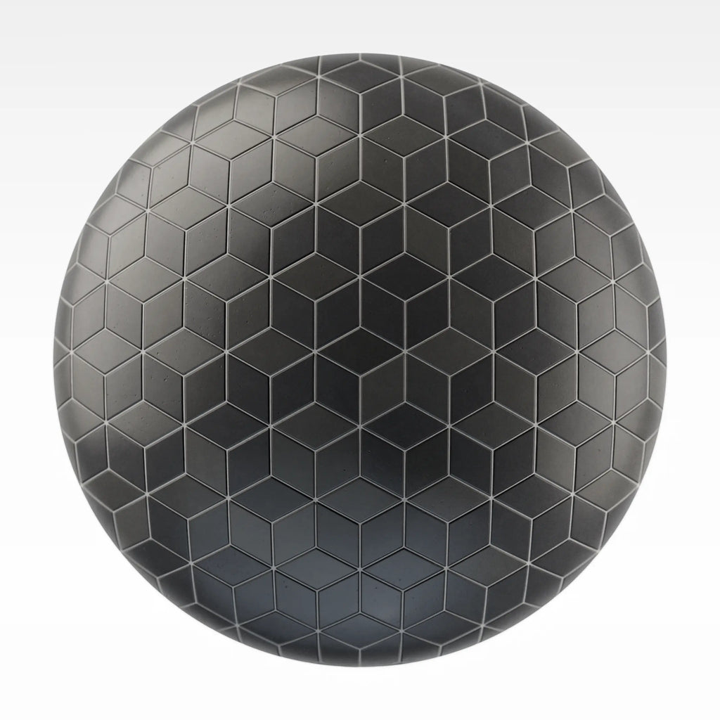 Diamond Matte Graphite Tile PBR Texture - Sphere Swatch Preview | Superellipse
