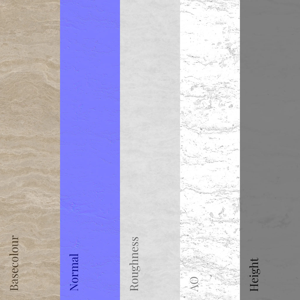 Tumbled Rough Cut Travertine Unfilled PBR Texture - Example Scene Visualization | Superellipse