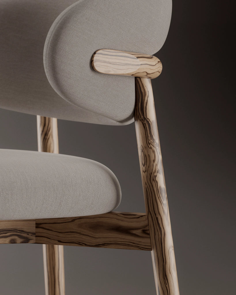 Zebrano Book Matched Natural Finish Veneer Wood PBR Texture - Example Scene Visualization | Superellipse