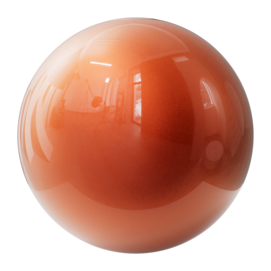 Clear Coat Orange Metallic Gloss Paint PBR Texture - Sphere Swatch Preview | Superellipse