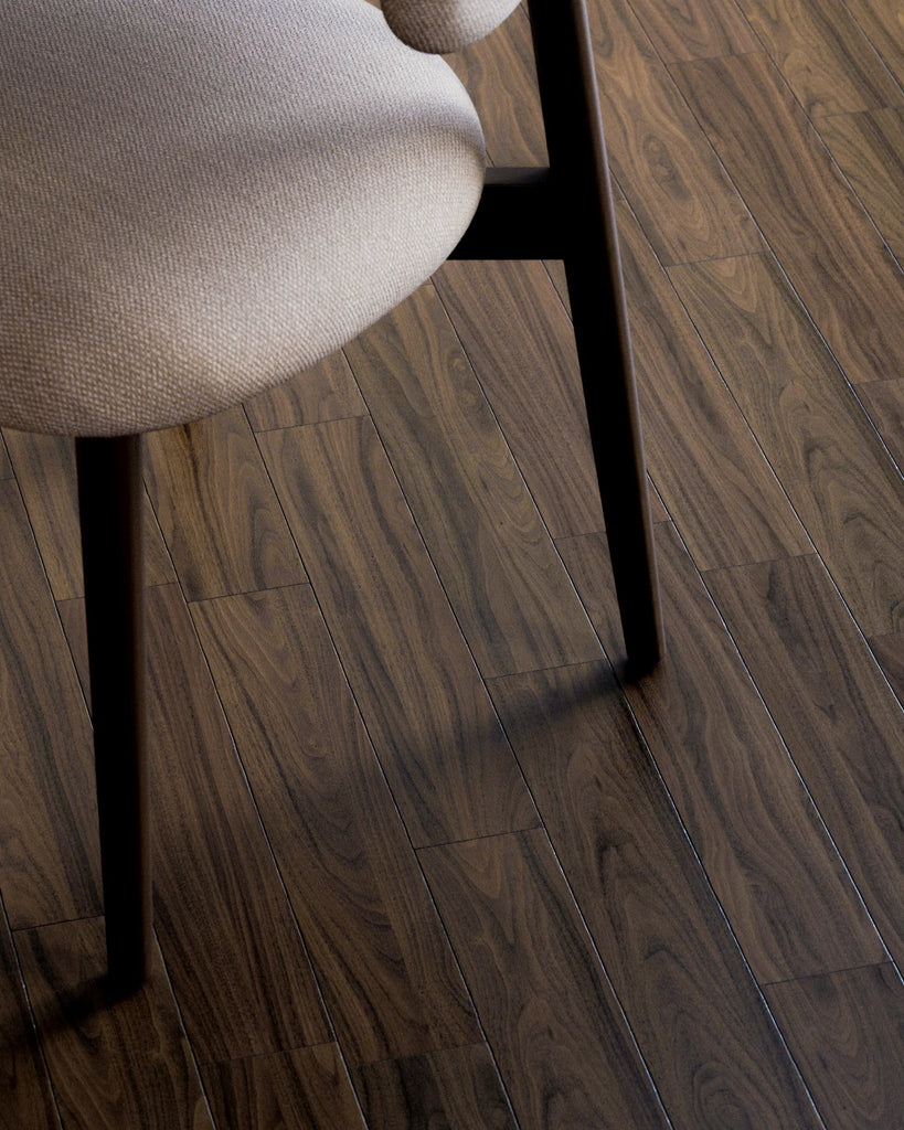 Natural Walnut Staggered Wood Floor PBR Texture - Example Scene Visualization | Superellipse