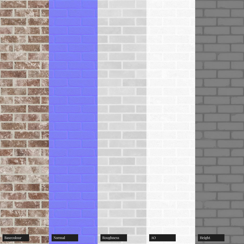 Rustic Manor Running Bond Brick PBR Texture - Example Scene Visualization | Superellipse