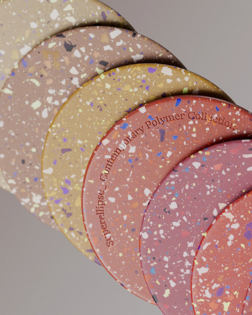 Colourful Red Terrazzo Plastic PBR Texture - Example Scene Visualization | Superellipse