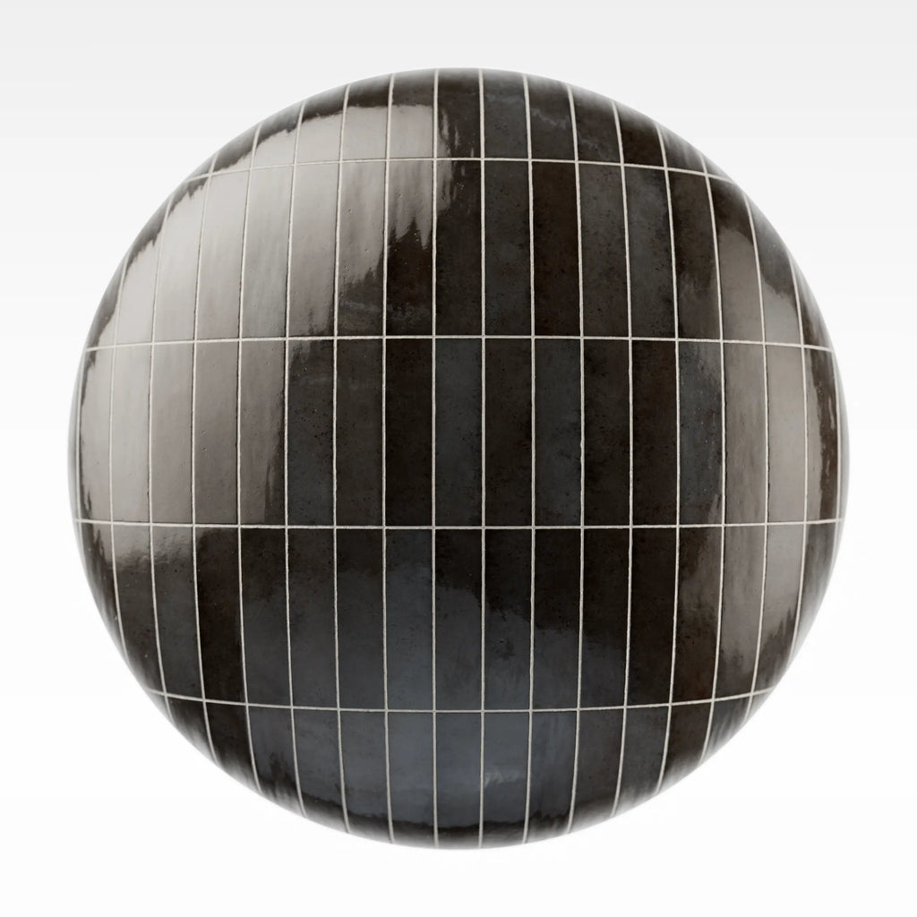 Hoxton Black Gloss Porcelain Tile PBR Texture - Sphere Swatch Preview | Superellipse