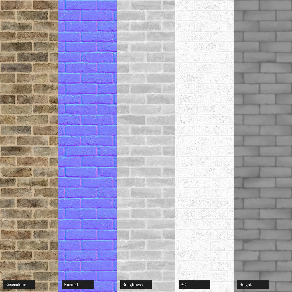 London Mixed Stock Brick Running Bond PBR Texture - Example Scene Visualization | Superellipse