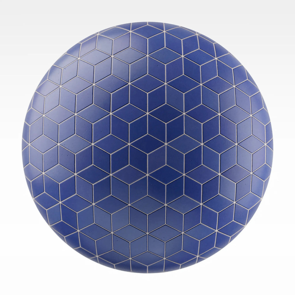 Diamond Matte Royal Blue Tile PBR Texture - Sphere Swatch Preview | Superellipse