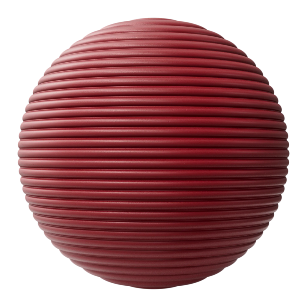 Convex Fluted Burgundy Plastic PBR Texture - Sphere Swatch Preview | Superellipse
