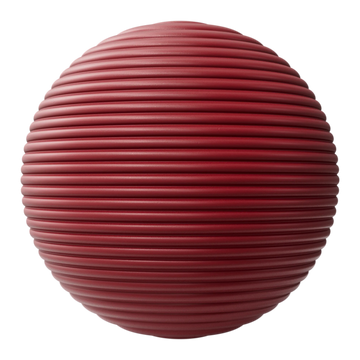 Convex Fluted Burgundy Plastic PBR Texture - Sphere Swatch Preview | Superellipse