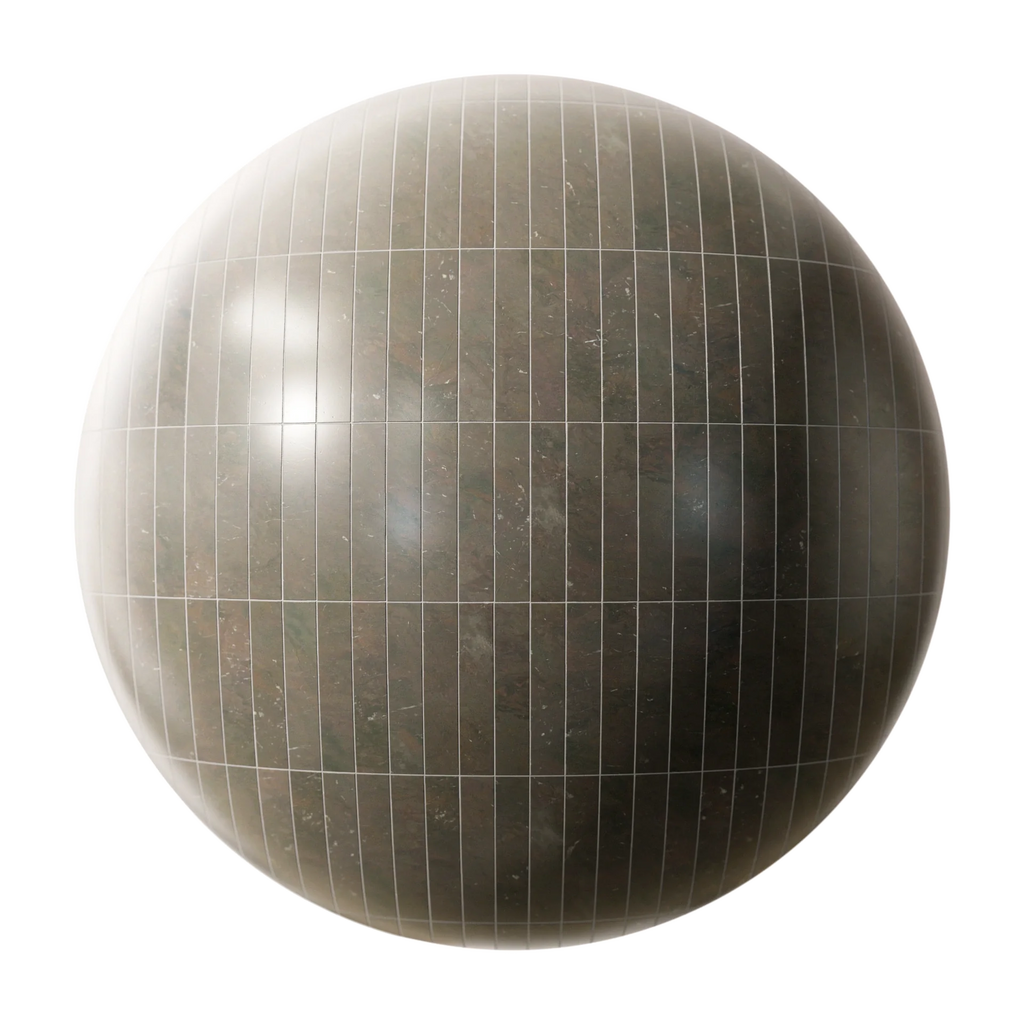 Breccia Imperiale Quartzite Slim Stacked Tile PBR Texture - Sphere Swatch Preview | Superellipse