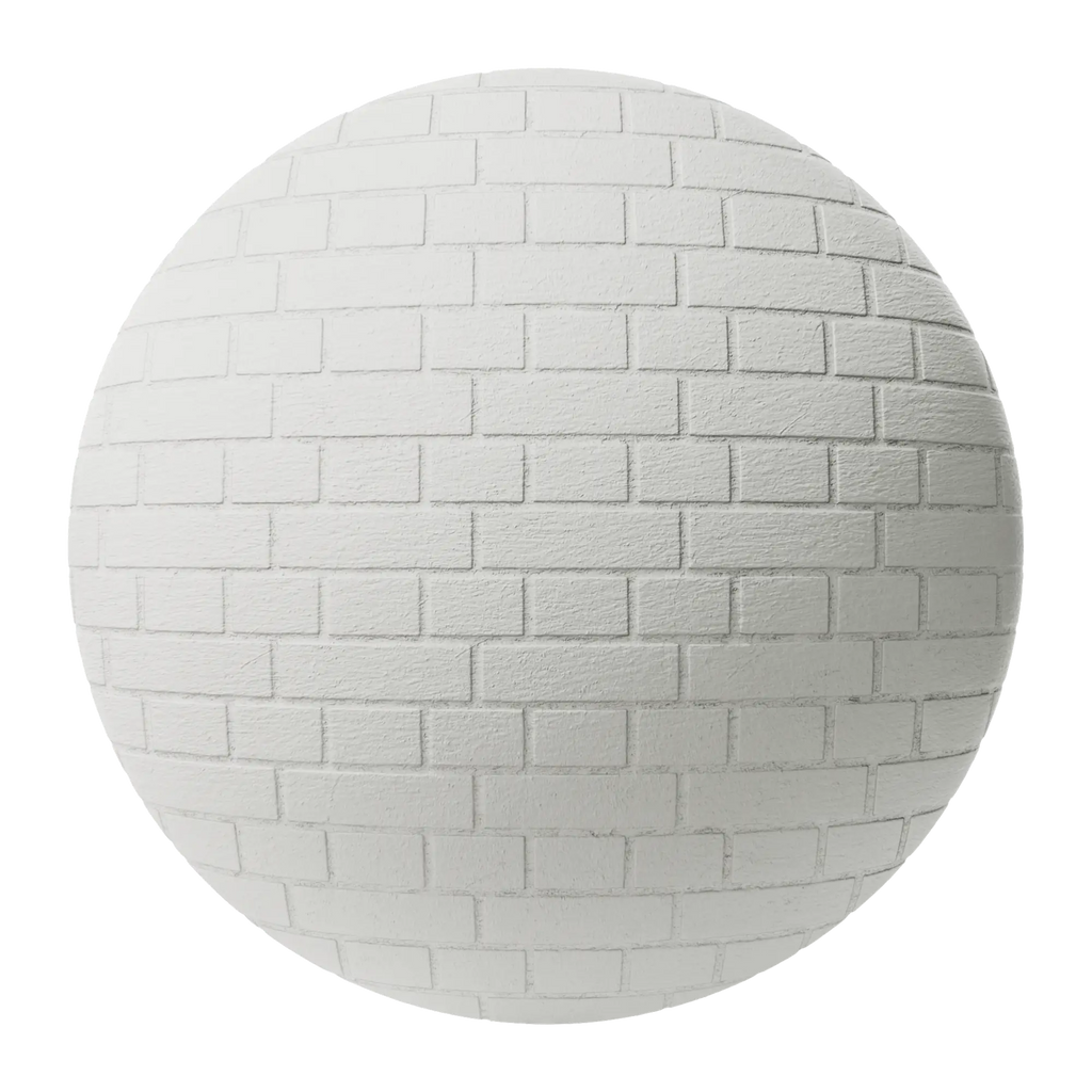 Contemporary Painted Brick White PBR Texture - Sphere Swatch Preview | Superellipse