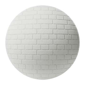 Contemporary Painted Brick White PBR Texture - Sphere Swatch Preview | Superellipse