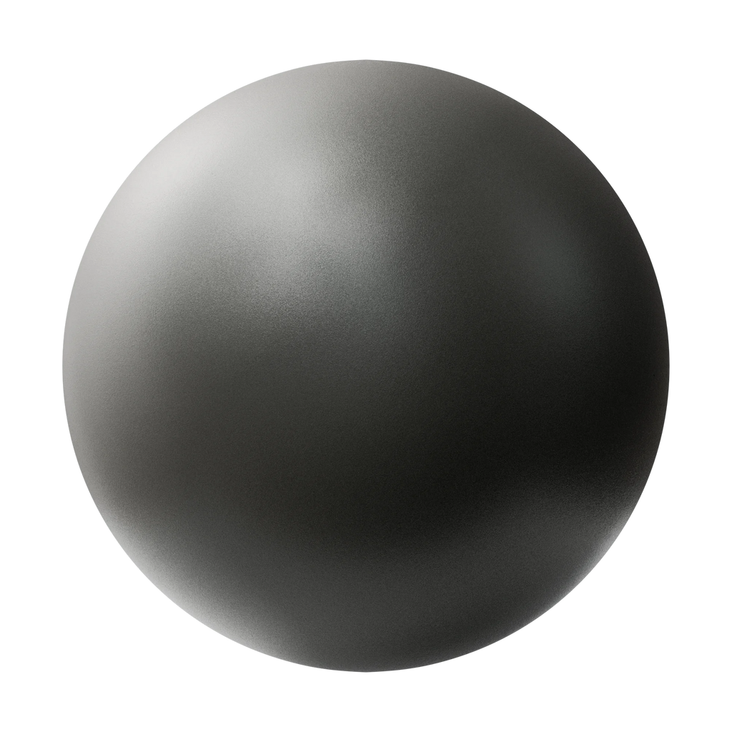 Matte Black Powdercoated Aluminium Metal PBR Texture - Sphere Swatch Preview | Superellipse