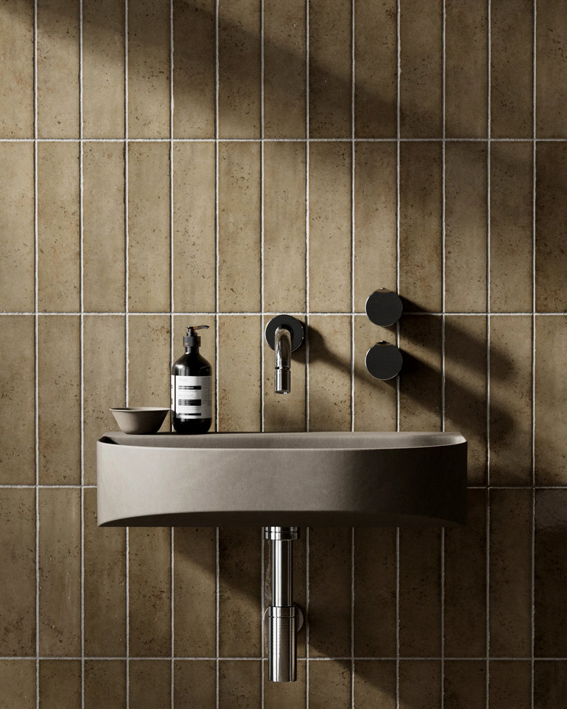 Hoxton Ochre Gloss Stacked Tile PBR Texture - Example Scene Visualization | Superellipse