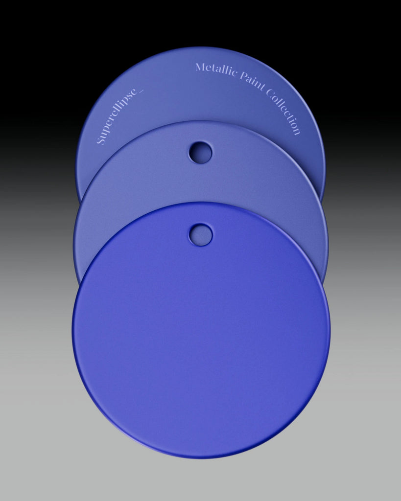Sapphire Blue Metallic Satin Paint PBR Texture - Example Scene Visualization | Superellipse