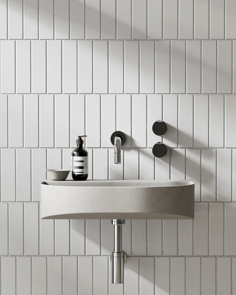 Offset Matte Cotton White Tile PBR Texture - Example Scene Visualization | Superellipse