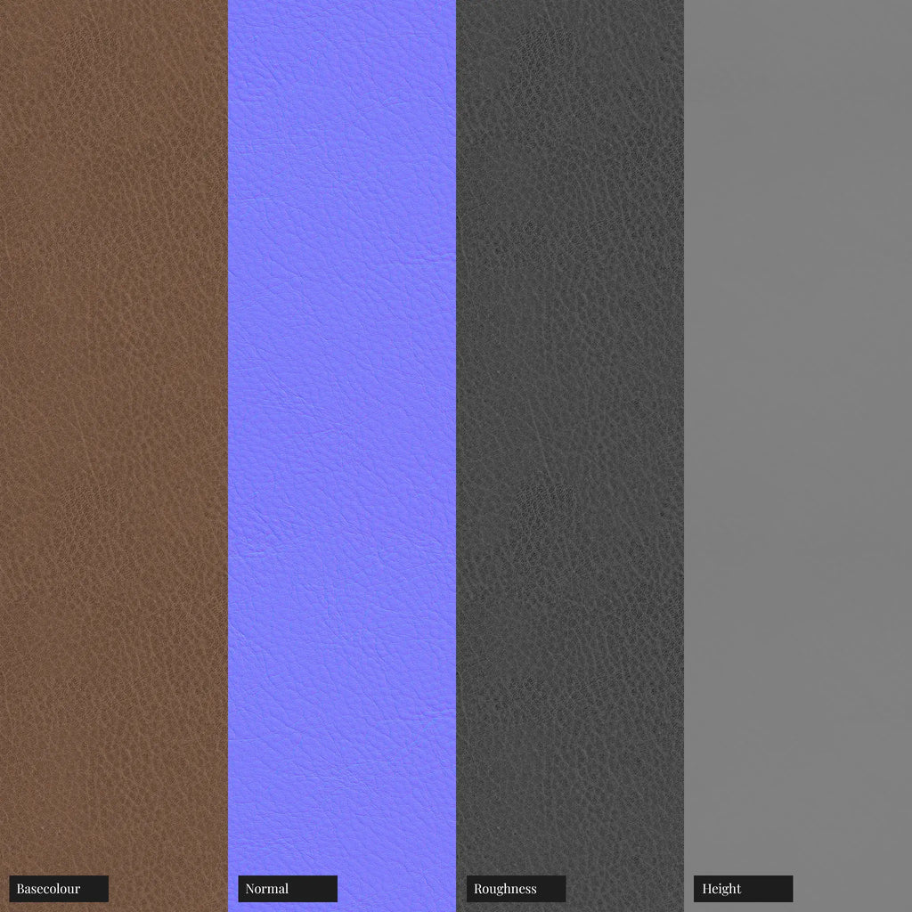 Mocha Pebbled Full Grain Leather PBR Texture - Example Scene Visualization | Superellipse