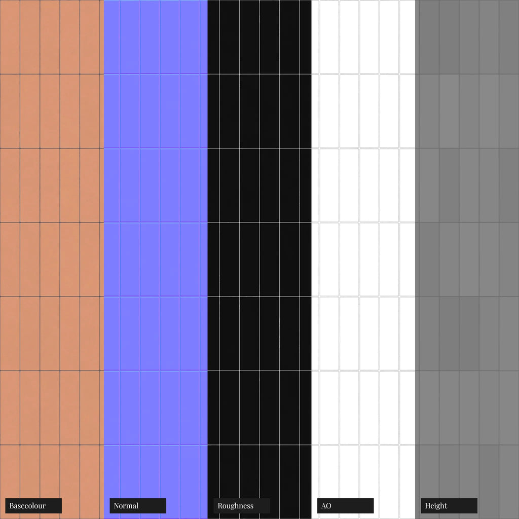 Contemporary Apricot Tile Coordinated Grout PBR Texture - Example Scene Visualization | Superellipse