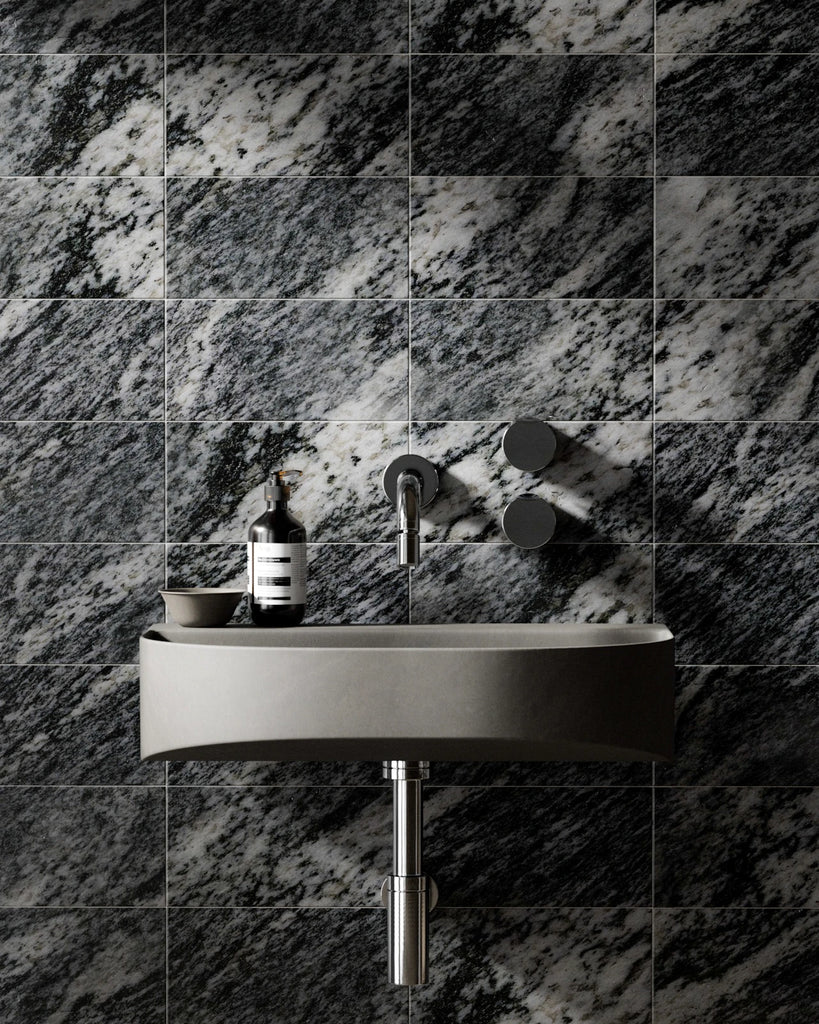 Thundercloud Granite Honed Stacked Tiles PBR Texture - Example Scene Visualization | Superellipse
