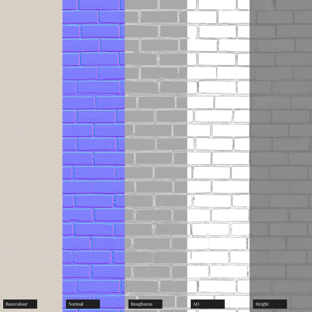 Contemporary Painted Brick Stone White PBR Texture - Example Scene Visualization | Superellipse