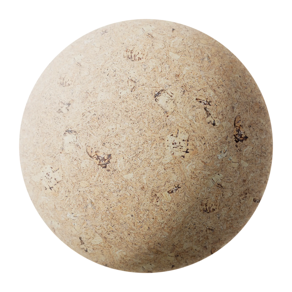 Natural Cork White PBR Texture - Sphere Swatch Preview | Superellipse
