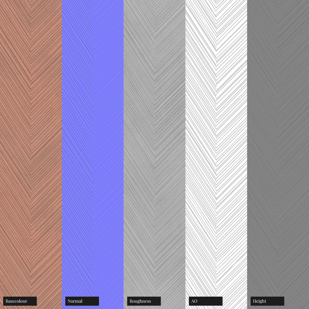 Oxidised Etched Chevron Copper Panel PBR Texture - Example Scene Visualization | Superellipse