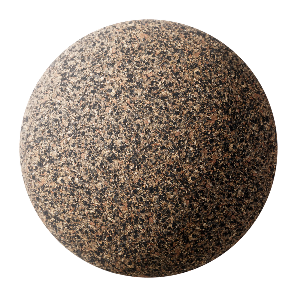 Dark Speckled Cork Rubber Composite PBR Texture - Sphere Swatch Preview | Superellipse