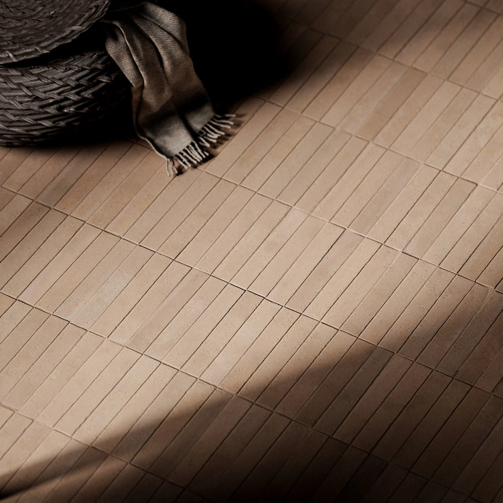 Terracotta Dusted Clay Slim Tiles PBR Texture - Example Scene Visualization | Superellipse