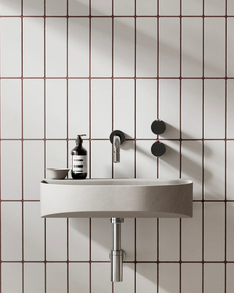 Contemporary White Tile Coordinated Grout PBR Texture - Example Scene Visualization | Superellipse
